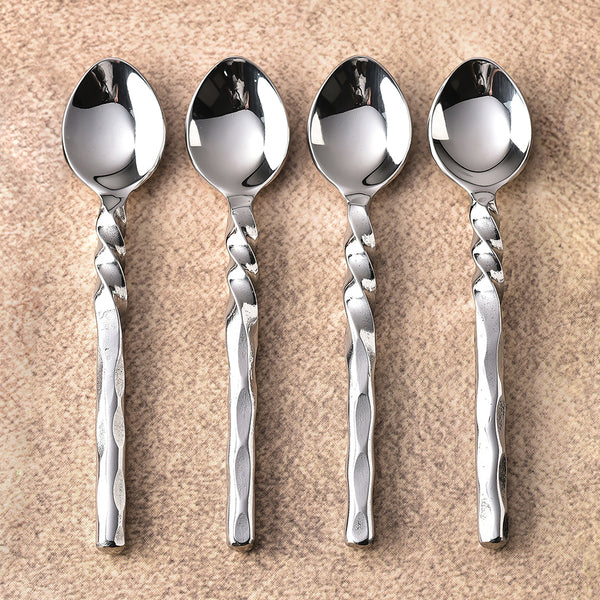 Helix Hammered Tea Spoon/ Desert Spoon 4 Pcs. Set