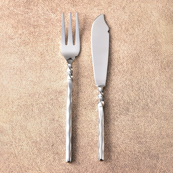 Helix Hammered Fish Fork & Fish Knife 2 Pcs. Set