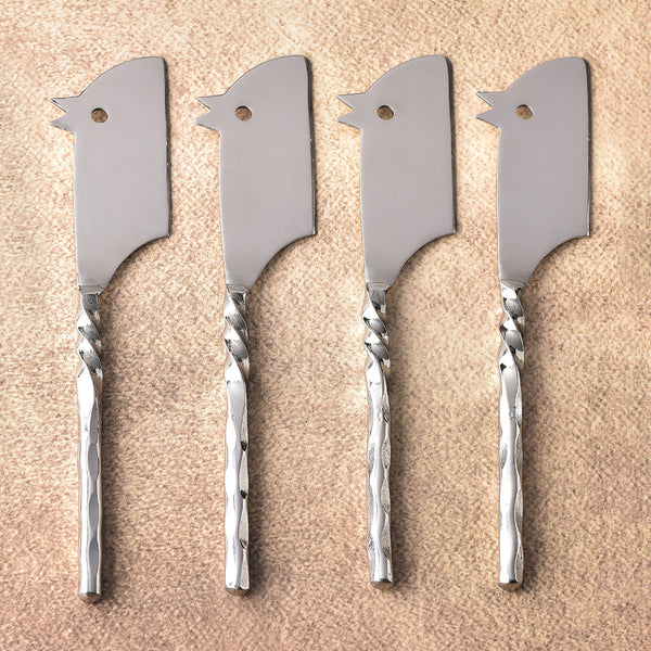 Helix Hammered Rectangular Ratoncito Cheese Knife 4 Pcs. Set