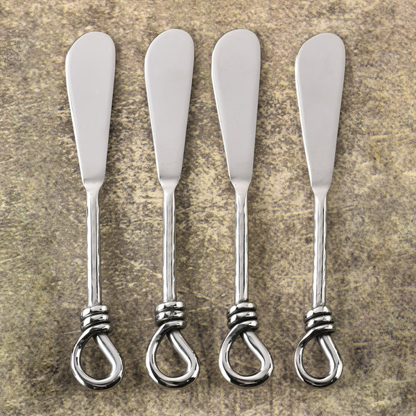 Gilded Helical Hammered Butter Knife/Spreader 4 Pcs. Set