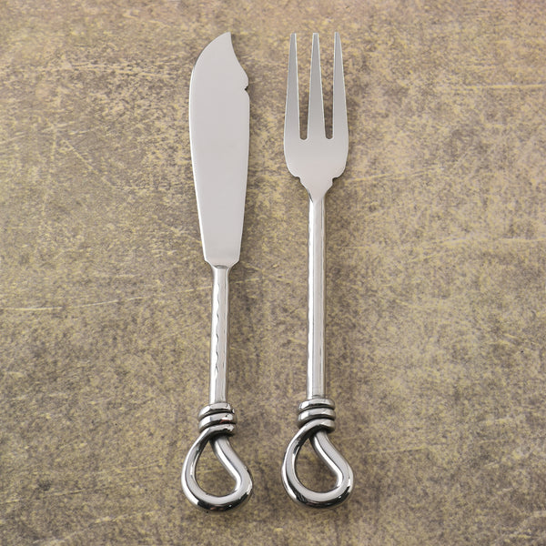 Gilded Helical Hammered Fish Fork & Fish Knife 2 Pcs. Set