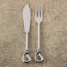 Gilded Helical Hammered Seafood Cutlery Set – 2 Piece Stainless Steel Fish Knife & Fork