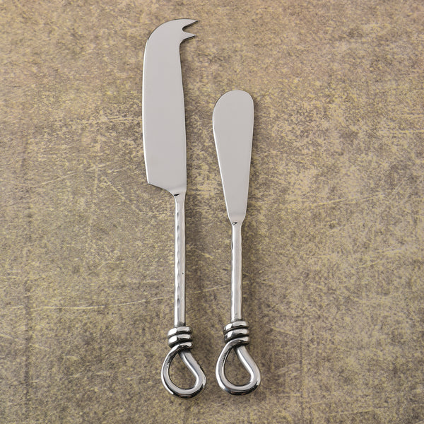 Gilded Helical Hammered Traditional Cheese knife & Butter Spreader 2 Pcs. Set