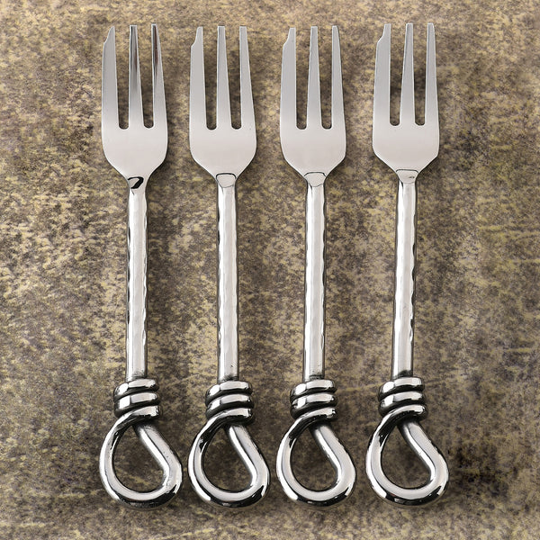 Gilded Helical Hammered Cake Fork 4 Pcs. Set