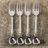 Gilded Helical Hammered Cake & Dessert Fork Set – 4 Piece Stainless Steel Forks