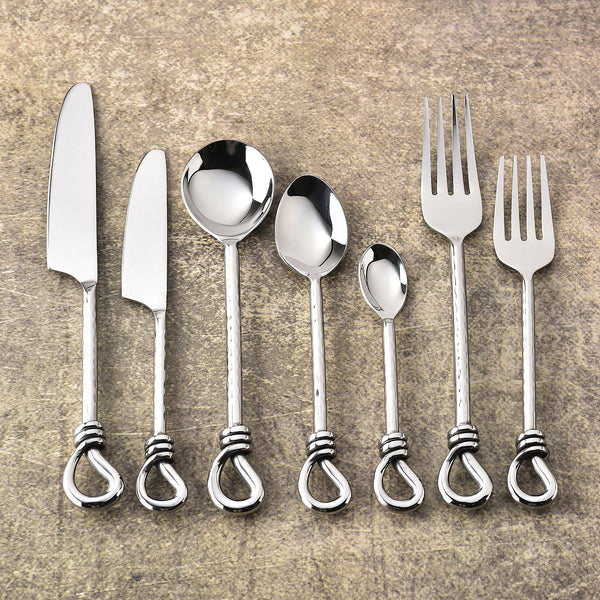 Gilded Helical Hammered Cutlery 7 Pcs. Set