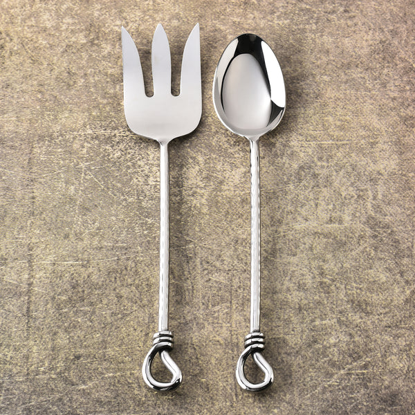 Gilded Helical Hammered Salad Server 2 Pcs. Set