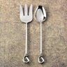 Gilded Helical Hammered Salad Serving Set – 2 Piece Stainless Steel Salad Spoon & Turner Fork