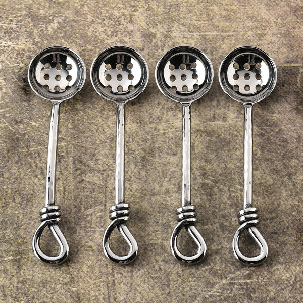 Gilded Helical Hammered Olive Spoon 4 Pcs. Set