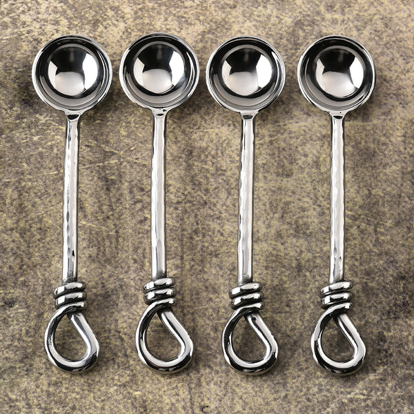 Gilded Helical Hammered Sugar Spoon 4 Pcs. Set