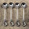 Gilded Helical Hammered Sugar & Tea Spoon Set – 4 Piece Stainless Steel Curved Handle Spoons
