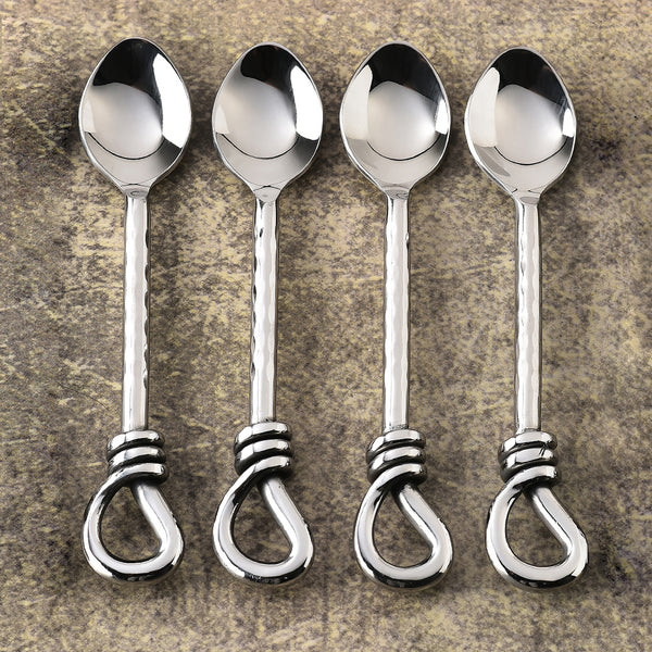 Gilded Helical Hammered Tea Spoon/ Desert Spoon 4 Pcs. Set