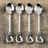 Gilded Helical Hammered Teaspoon Set – 4 Piece Stainless Steel Tea & Dessert Spoons