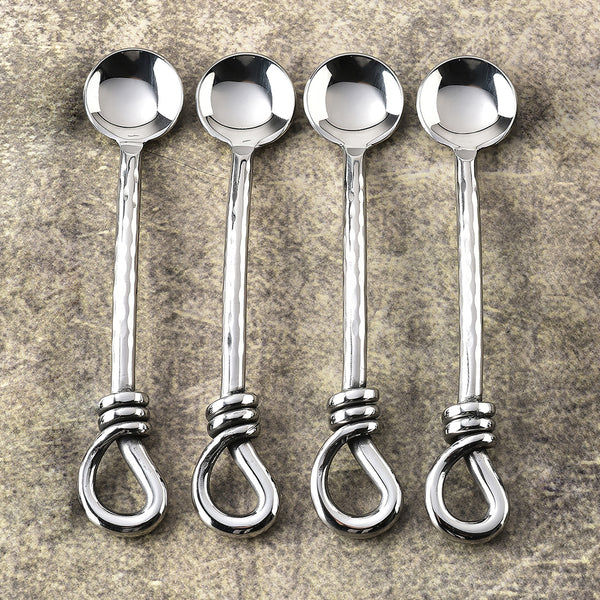 Gilded Helical Hammered Salt Spoon 4 Pcs. Set