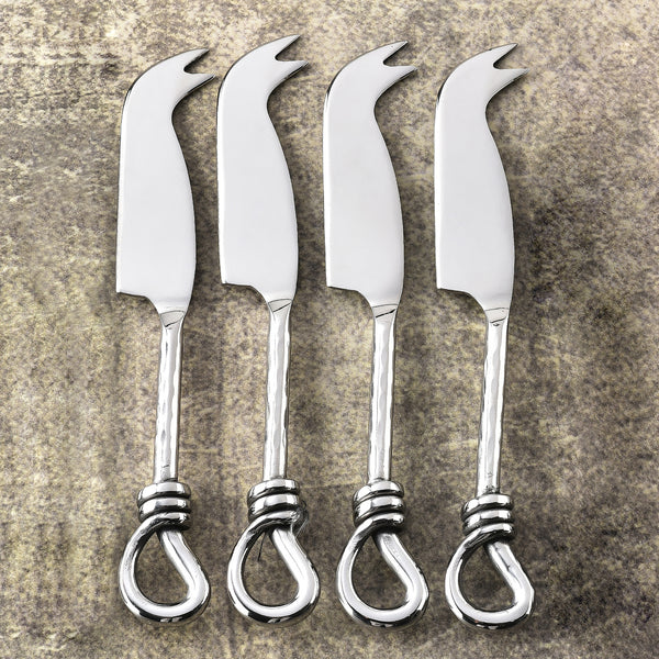 Gilded Helical Hammered Traditional Cheese Knife 4 Pcs. Set