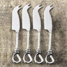 Gilded Helical Hammered Cheese Knife Set – 4 Piece Stainless Steel Traditional Cheese Knives