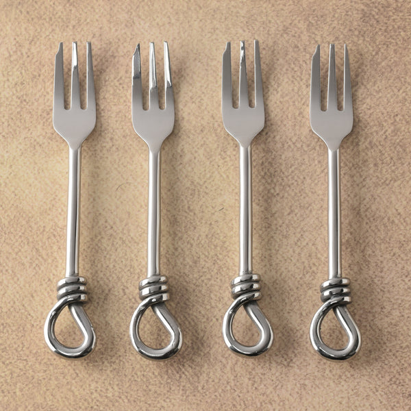 Gilded Helical Polished Cake Fork 4 Pcs. Set