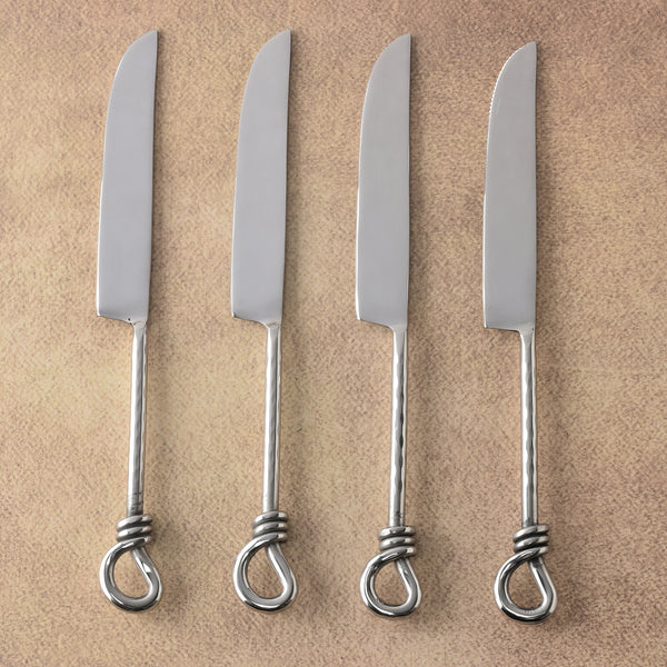 Gilded Helical Hammered Steak Knife 4 Pcs. Set