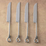 Gilded Helical Hammered Steak Knife Set – 4 Piece Stainless Steel Steak Knives