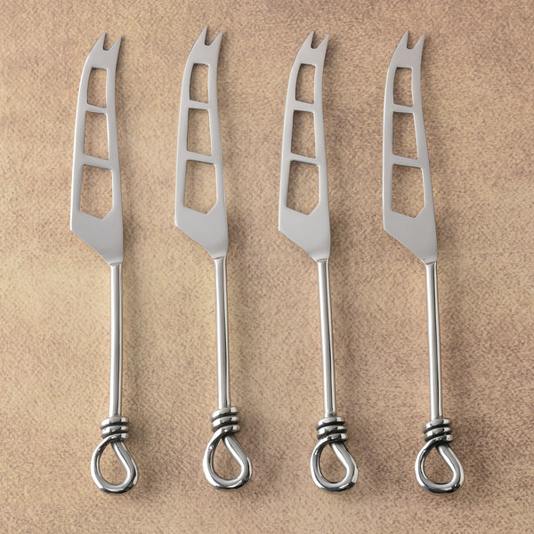 Gilded Helical Polished Soft Cheese Knife 4 Pcs. Set
