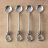 Polished Gilded Helical Salt Spoon Set – 4 Piece Stainless Steel Condiment Spoons