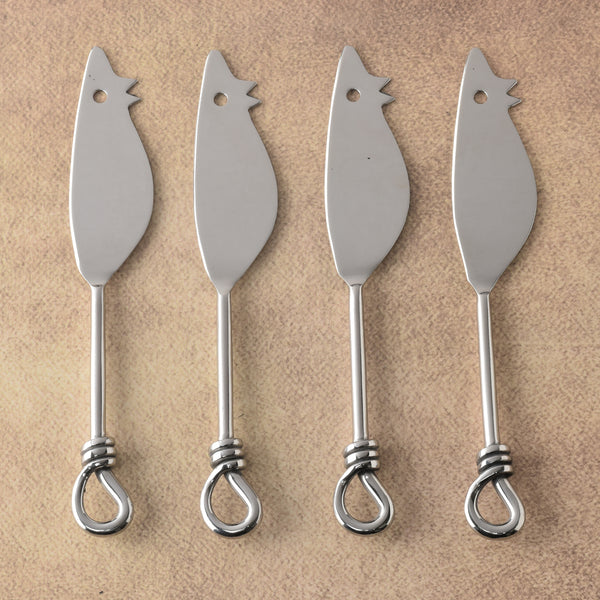Gilded Helical Polished RatoncitoCheese Knife 4 Pcs. Set
