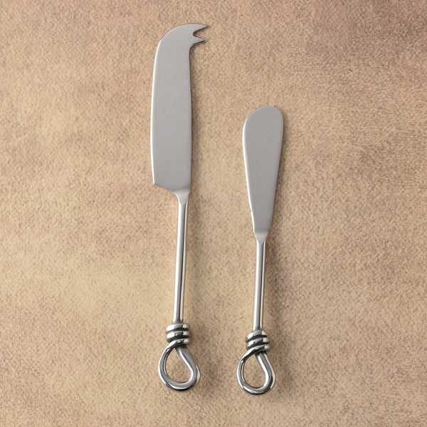 Gilded Helical Polished Traditional Cheese knife & Butter Spreader 2 Pcs. Set