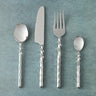 Helix Hammered 4 Piece Stainless Steel Cutlery Set – Dinner Knife, Fork, Spoon and Coffee Spoon