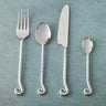 Whorl Hammered Dining Cutlery Set – 4 Piece Stainless Steel Knife, Fork, Spoon & Coffee Spoon for Table Use
