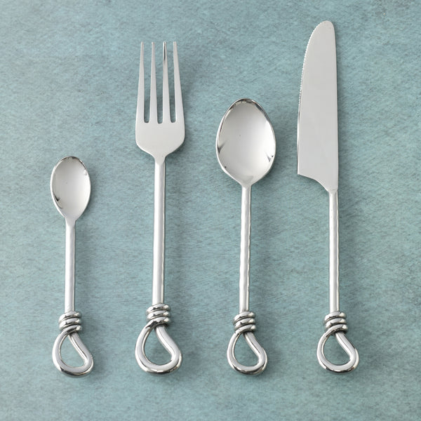 Gilded Helical Hammered Cutlery 4 Pcs. Set