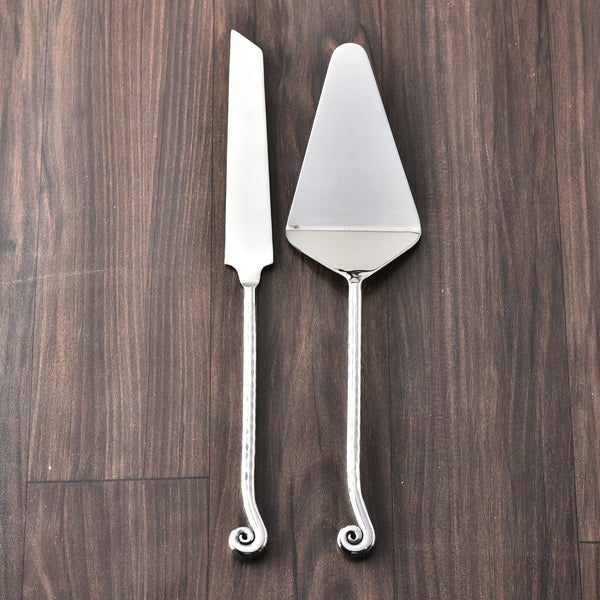 Whorl Hammered Cake Server 2 Pcs. Set
