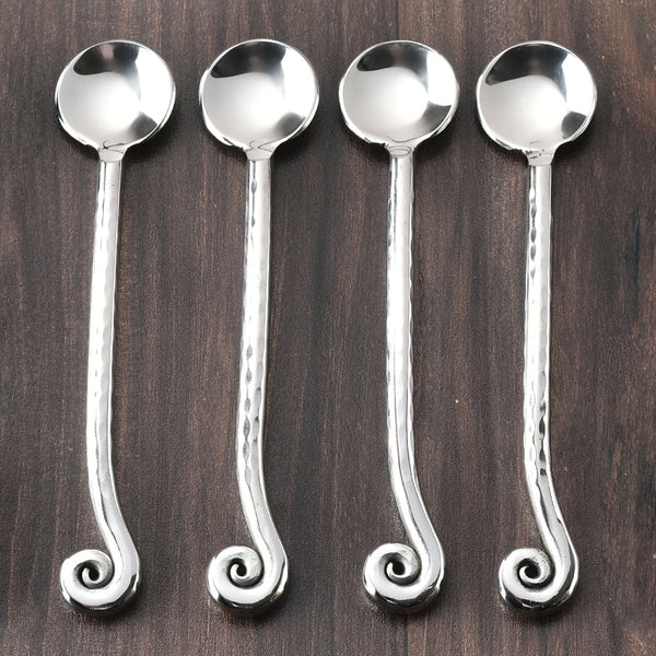 Whorl Hammered Salt Spoon 4 Pcs. Set