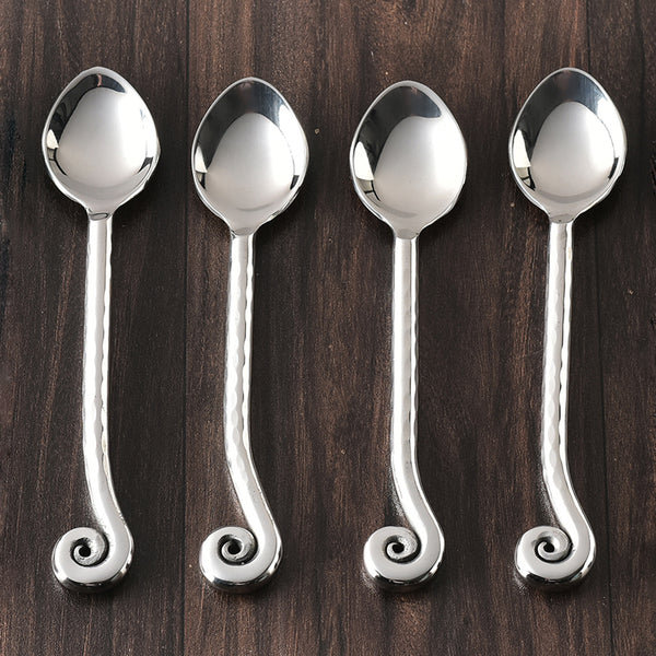 Whorl Hammered Tea Spoon/ Desert Spoon 4 Pcs. Set