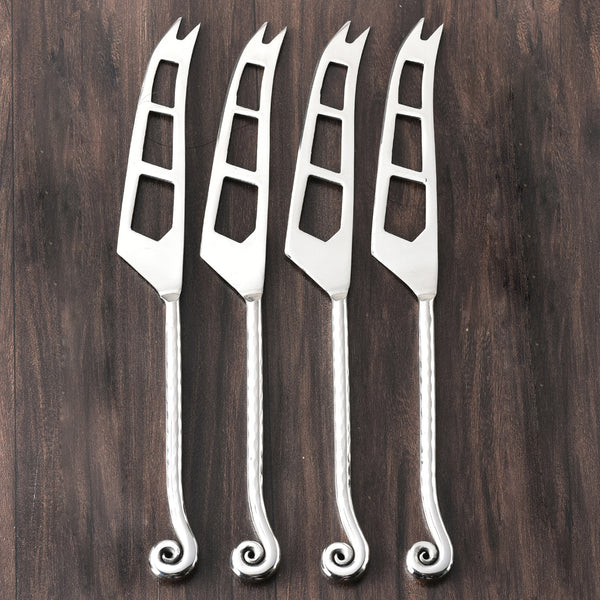 Whorl Hammered Soft Cheese Knife 4 Pcs. Set