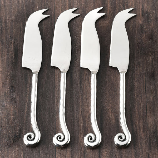 Whorl Hammered Traditional Cheese Knife 4 Pcs. Set