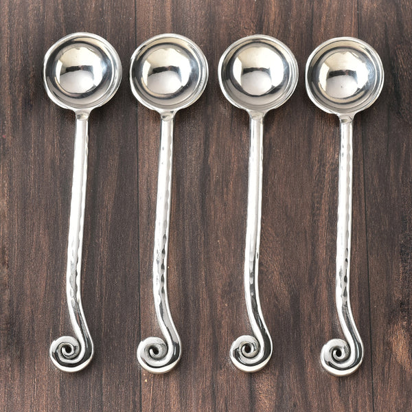 Whorl Hammered Sugar Spoon 4 Pcs. Set