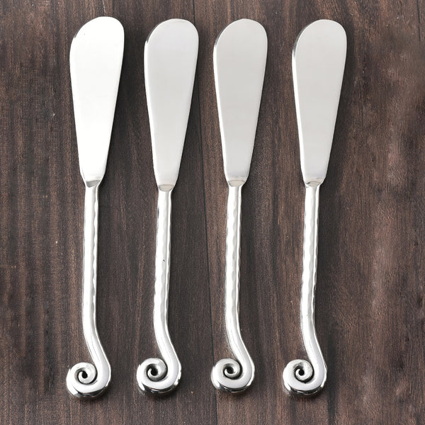 Whorl Hammered Butter Knife/Spreader 4 Pcs. Set