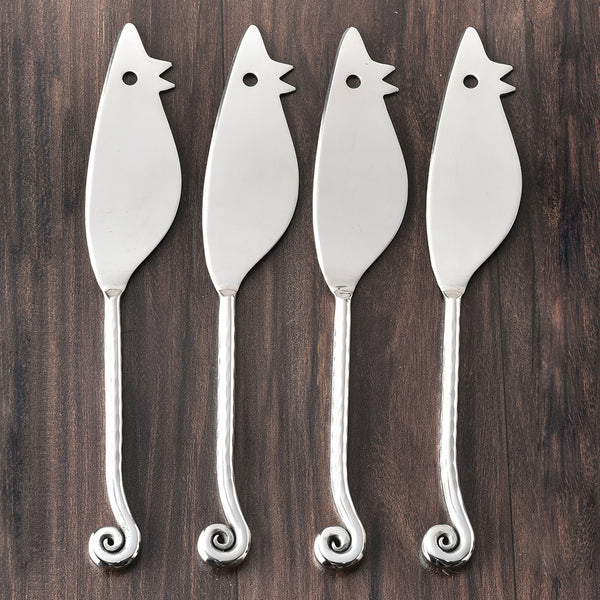 Whorl Hammered RatoncitoCheese Knife 4 Pcs. Set