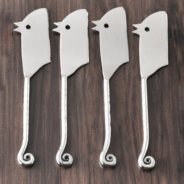 Whorl Hammered Rectangular RatoncitoCheese Knife 4 Pcs. Set