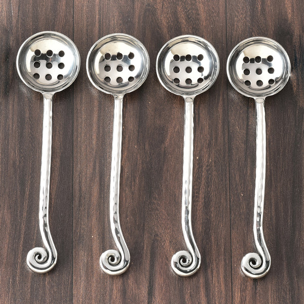 Whorl Hammered Olive Spoon 4 Pcs. Set