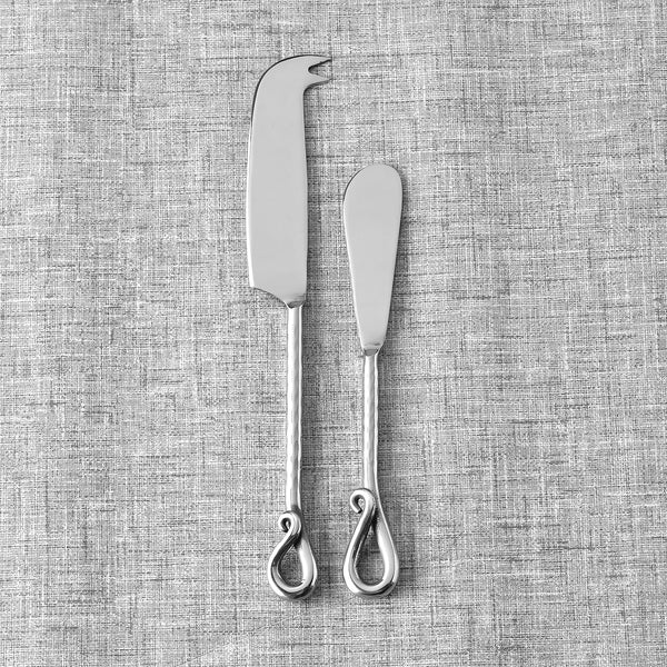 Twirl Hammered Traditional Cheese knife & Butter Spreader 2 Pcs. Set