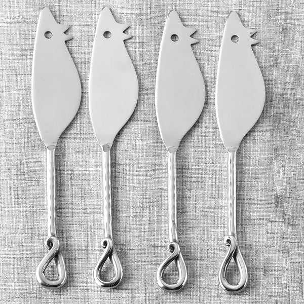 Twirl Hammered RatoncitoCheese Knife 4 Pcs. Set