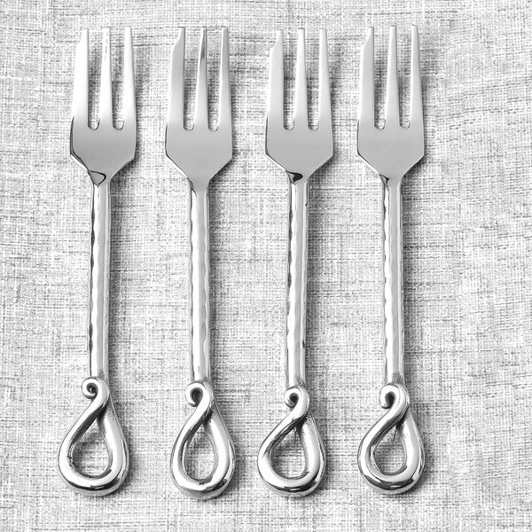 Twirl Hammered Cake Fork 4 Pcs. Set