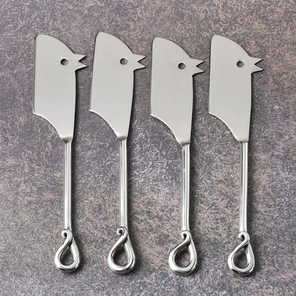 Twirl Polished Rectangular RatoncitoCheese Knife 4 Pcs. Set
