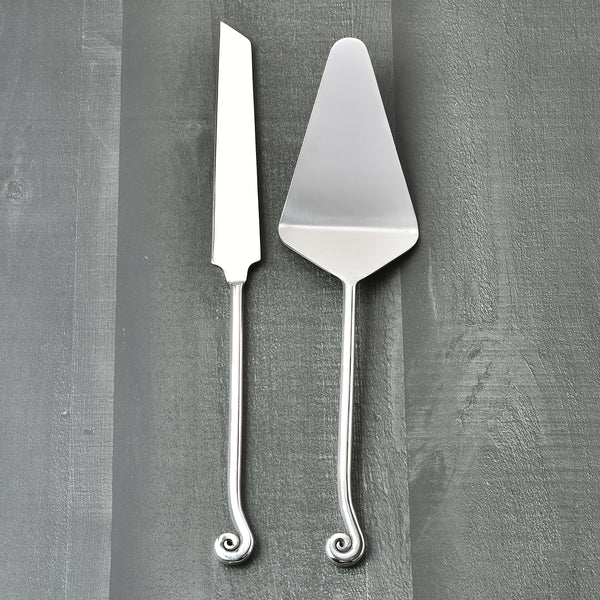 Whorl Polished Cake Server 2 Pcs. Set