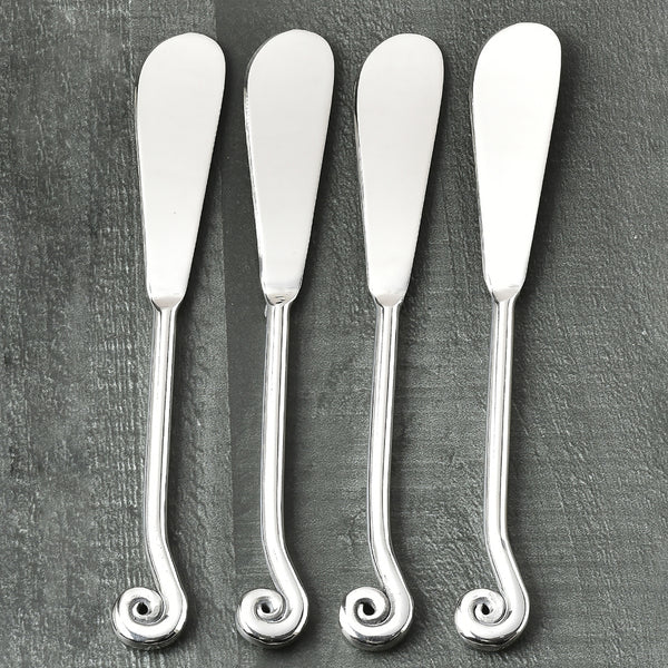 Whorl Polished Butter Knife/Spreader 4 Pcs. Set