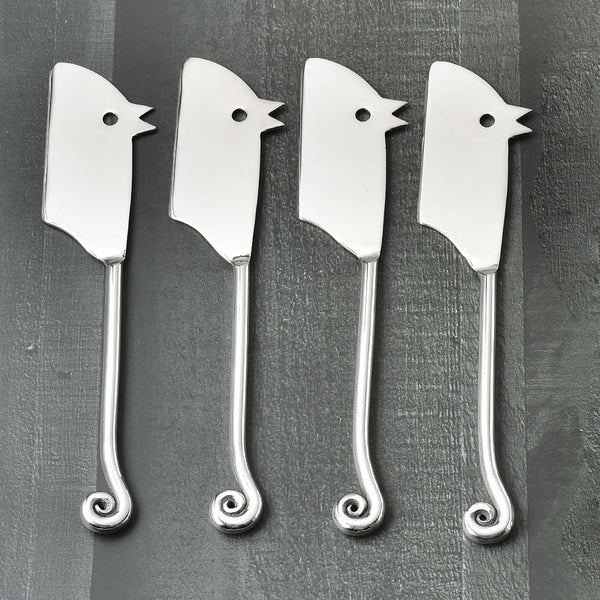 Whorl Polished Rectangular RatoncitoCheese Knife 4 Pcs. Set