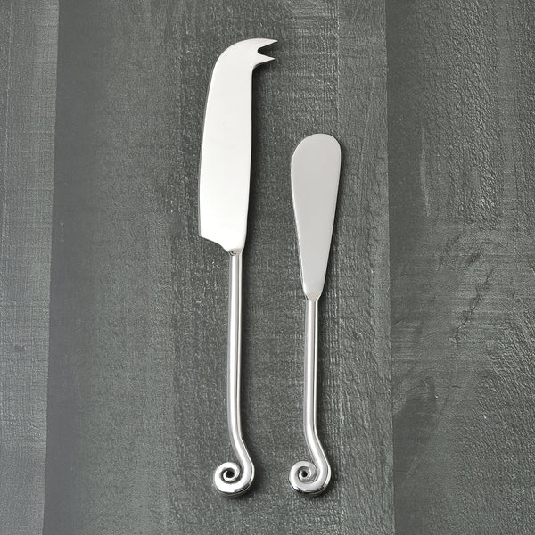 Whorl Polished Traditional Cheese knife & Butter Spreader 2 Pcs. Set