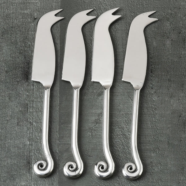Whorl Polished Traditional Cheese Knife 4 Pcs. Set
