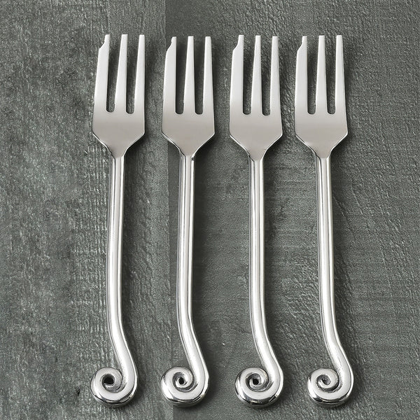 Whorl Polished Cake Fork 4 Pcs. Set